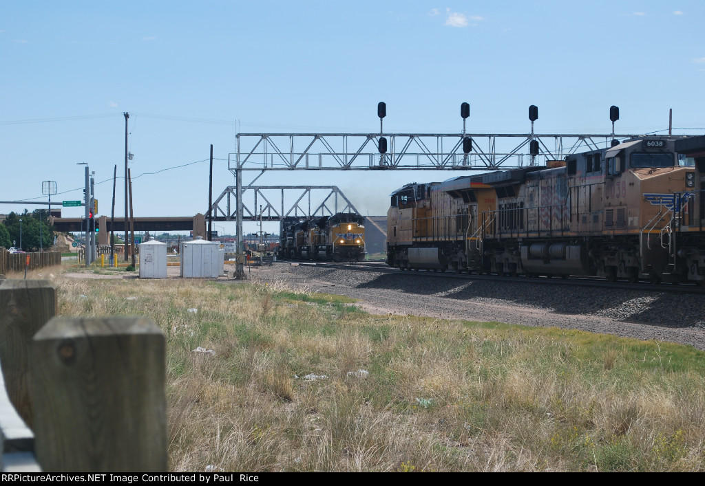 East Bound Stack Passing West Bound Freight